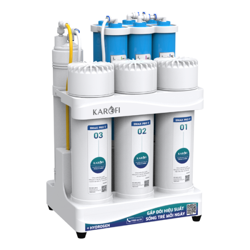 Máy lọc nước hydrogen ion kiềm Karofi KAQ-U03 PRO + HYDRO-iON KIỀM - 11 lõi