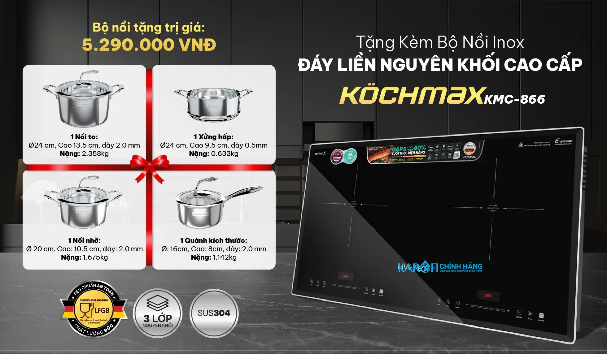 Bếp điện từ đôi Livotec LID-980M