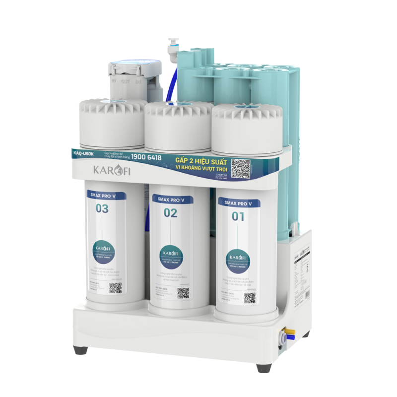 Máy lọc nước hydrogen ion kiềm Karofi KAQ-U05 Pro + HYDRO-iON KIỀM- 11 Lõi