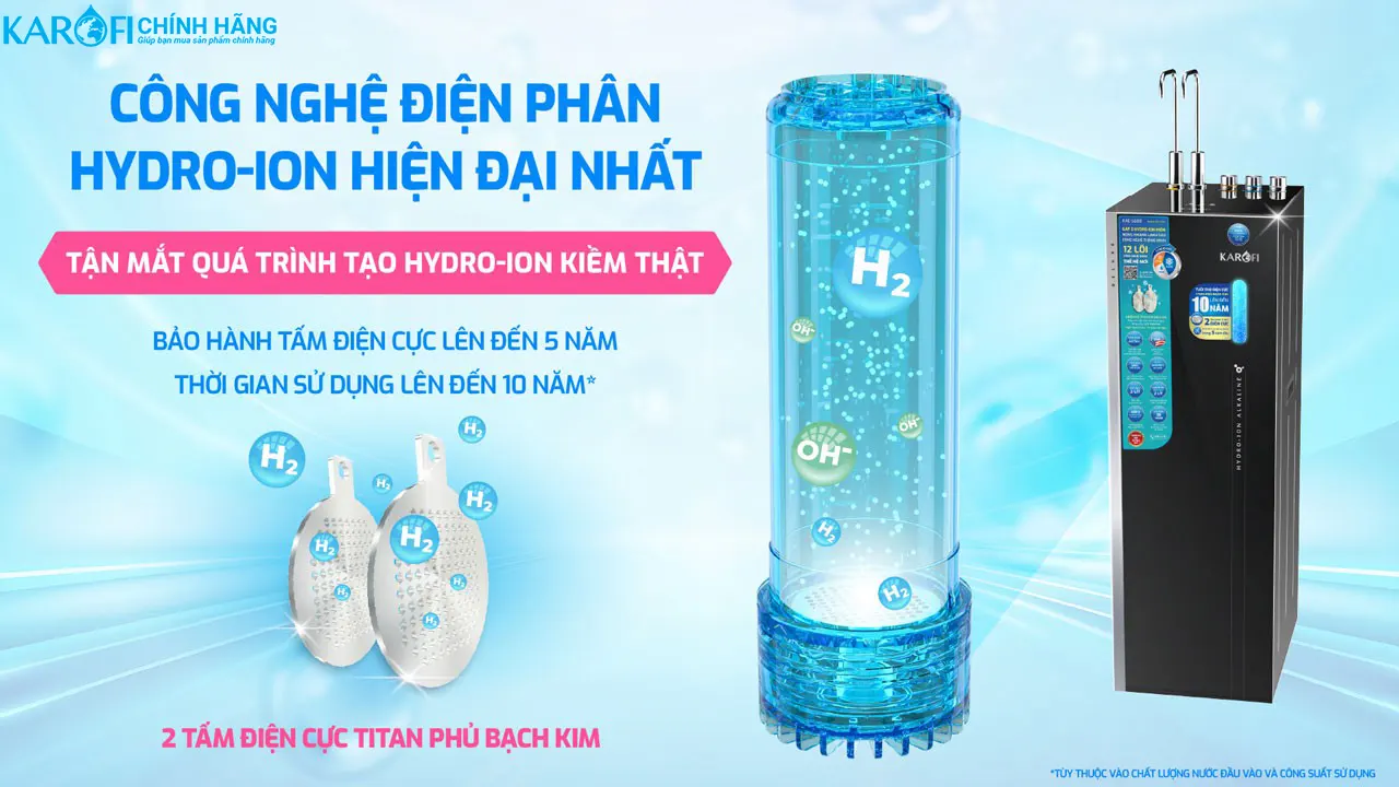 Máy lọc nước Hydro-ion kiềm nóng lạnh Karofi KAE-S688