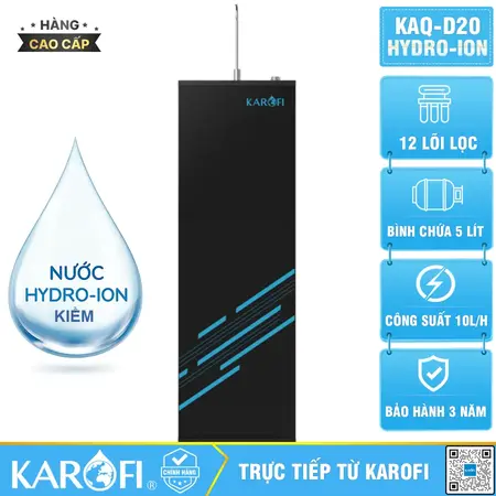 Máy lọc nước hydrogen ion kiềm Karofi KAQ-D20 + HYDRO-iON KIỀM - 12 lõi