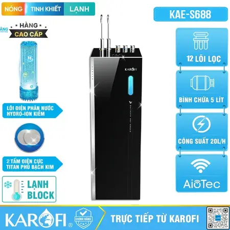 Máy lọc nước Hydro-ion kiềm nóng lạnh Karofi KAE-S688
