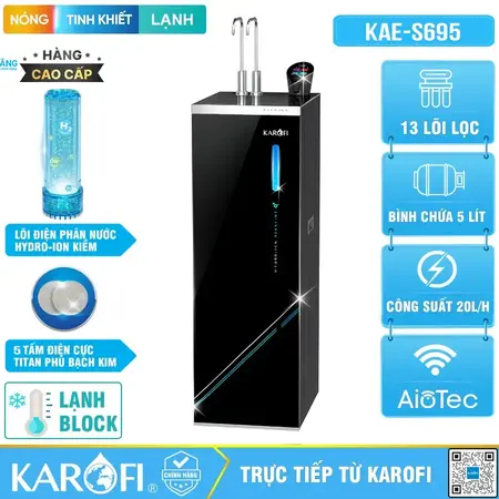 Máy lọc nước nóng lạnh Hydro-ion kiềm Karofi KAE-S695