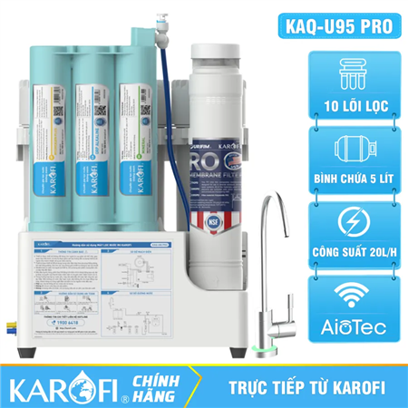 Máy lọc nước Karofi KAQ-U95 Pro - Vòi LED, 10 lõi lọc