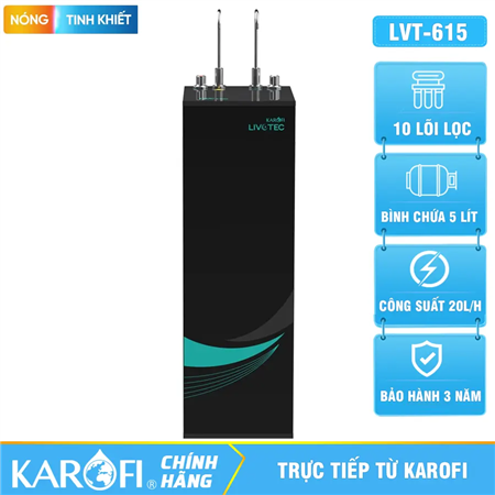 Máy lọc nước nóng nguội Karofi Livotec 615S - Mẫu Mới 2026