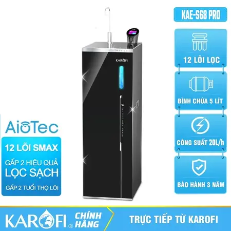 Máy lọc nước Hydro-ion kiềm Karofi KAE-S68 PRO - Hệ thống lọc 12+1 lõi