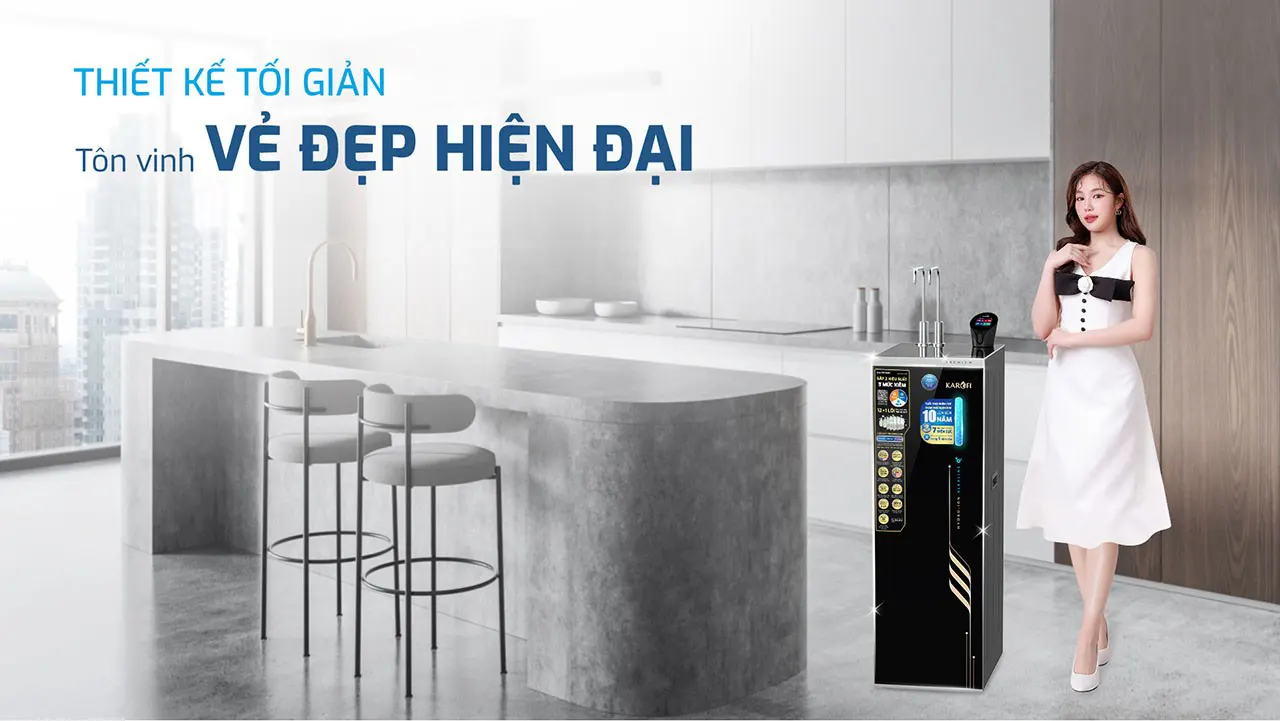 Thiết kế đẳng cấp Máy lọc nước nóng lạnh Hydro-ion Kiềm Karofi SA8 PREMIUM