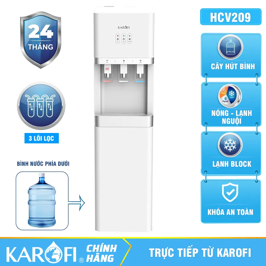 Cây nước nóng lạnh Karofi HCV209 - Mẫu mới 2026