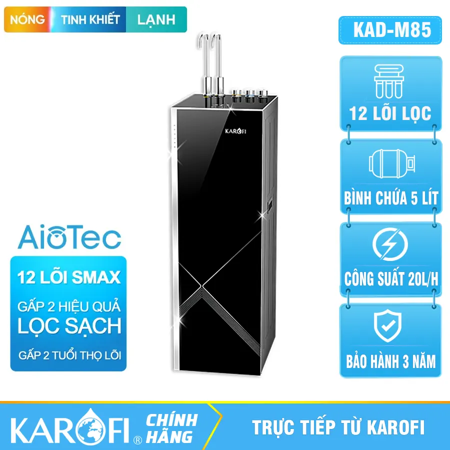 Máy lọc nước nóng lạnh Karofi KAD-M85 - 12 lõi lọc