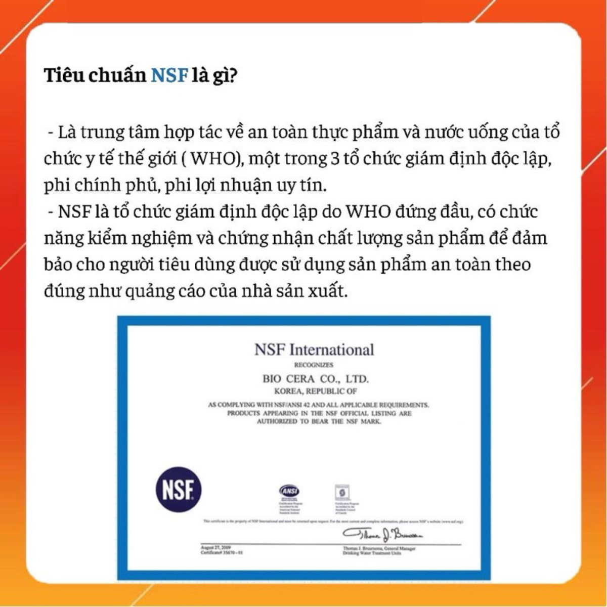 Tiêu chuẩn NSF cho lõi ion kiềm