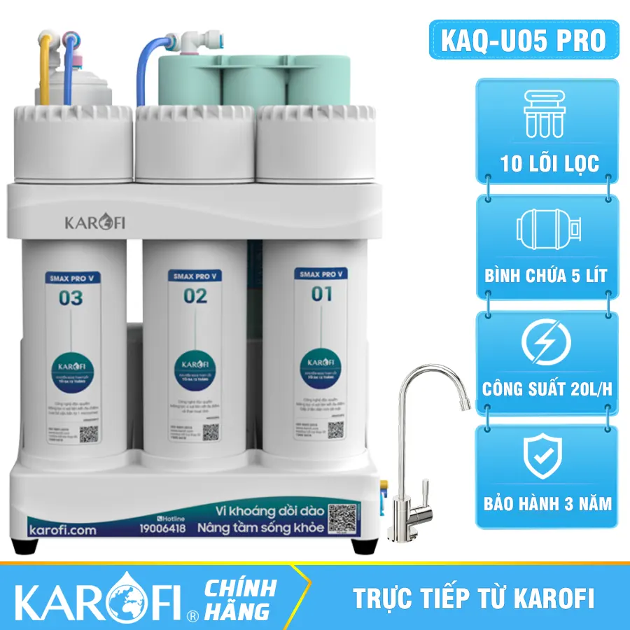Máy lọc nước Karofi KAQ-U05 Pro - 10 Lõi lắp gầm