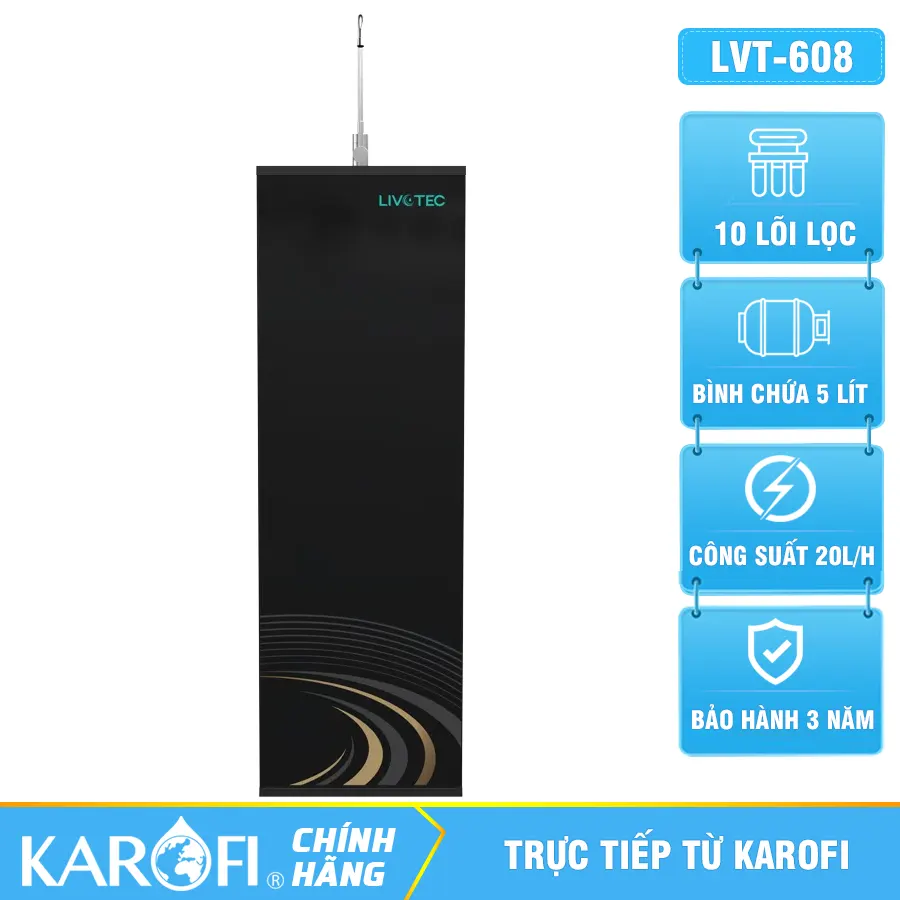 Máy lọc nước Karofi Livotec 608 - 10 Lõi - Chuẩn nước uống trực tiếp