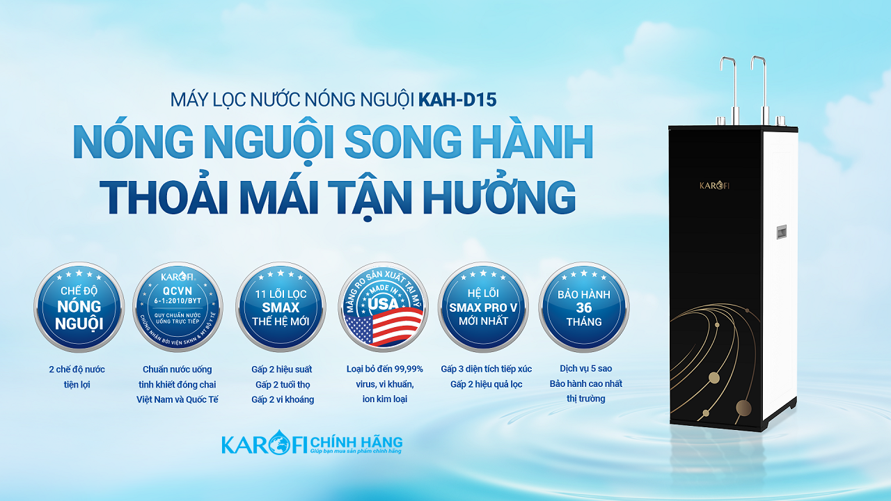 Máy lọc nước nóng nguội Karofi KAH-D15
