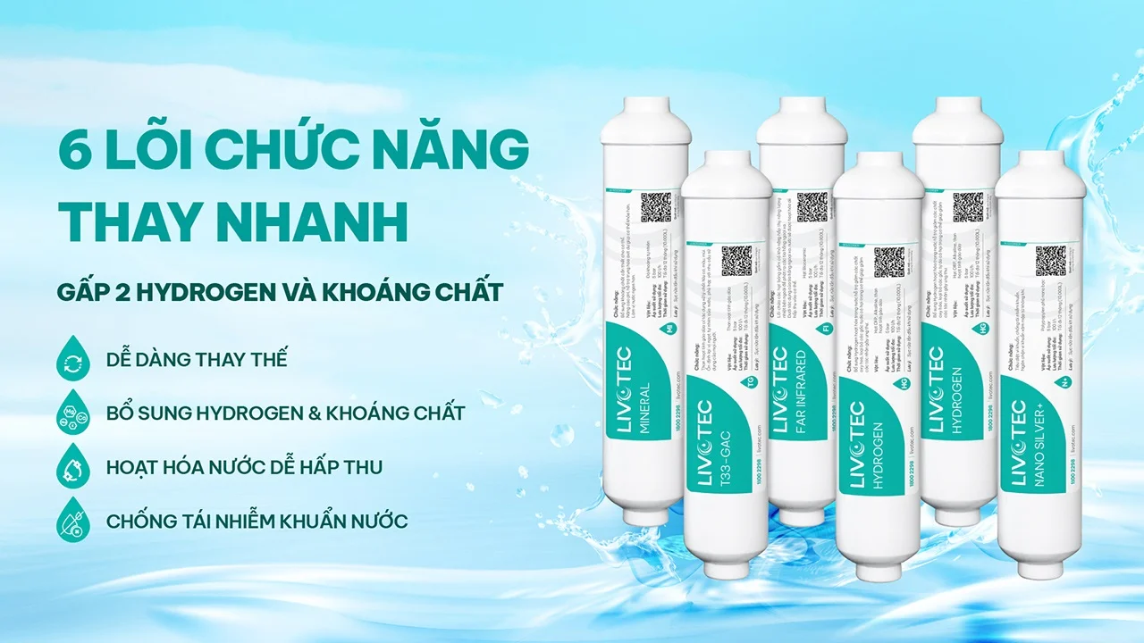 6 lõi chức năng siêu bền Máy lọc nước Karofi Livotec 218