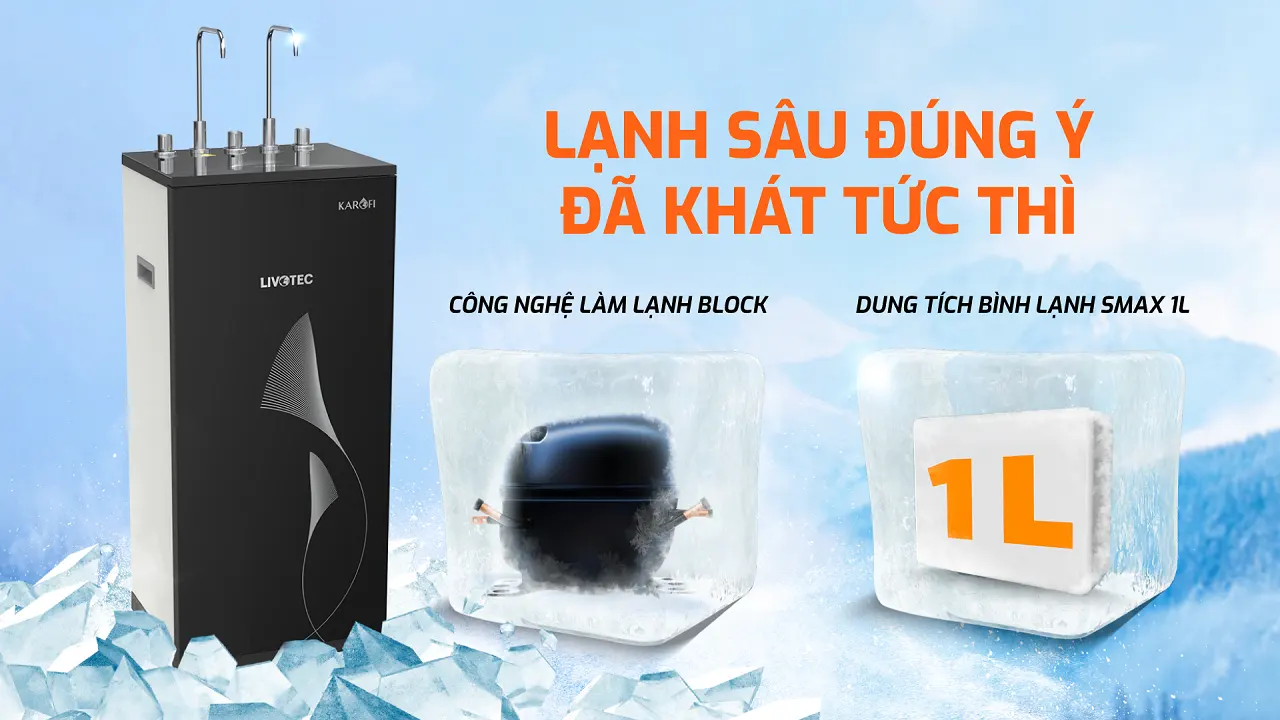 Máy lọc nước nóng lạnh Karofi Livotec 629