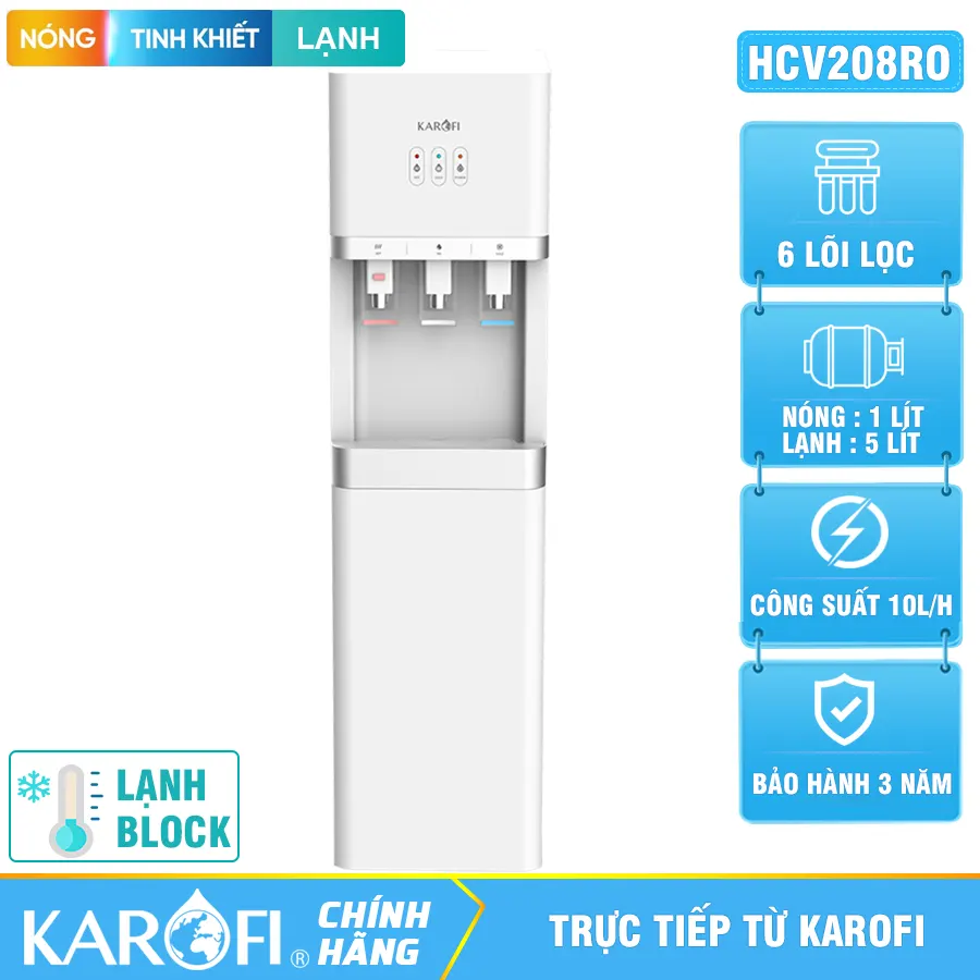 Cây nước nóng lạnh Karofi HCV208RO - Tích hợp bộ lọc RO