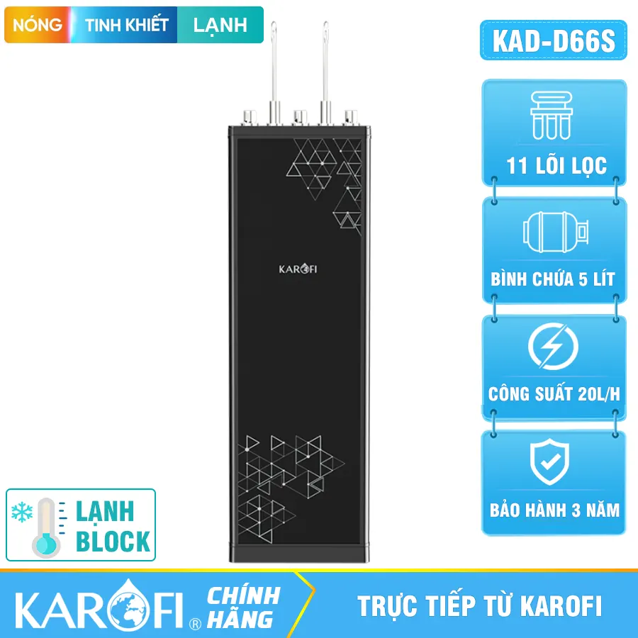 Máy lọc nước nóng lạnh Karofi KAD-D66S - 11 Lõi Mới 2026