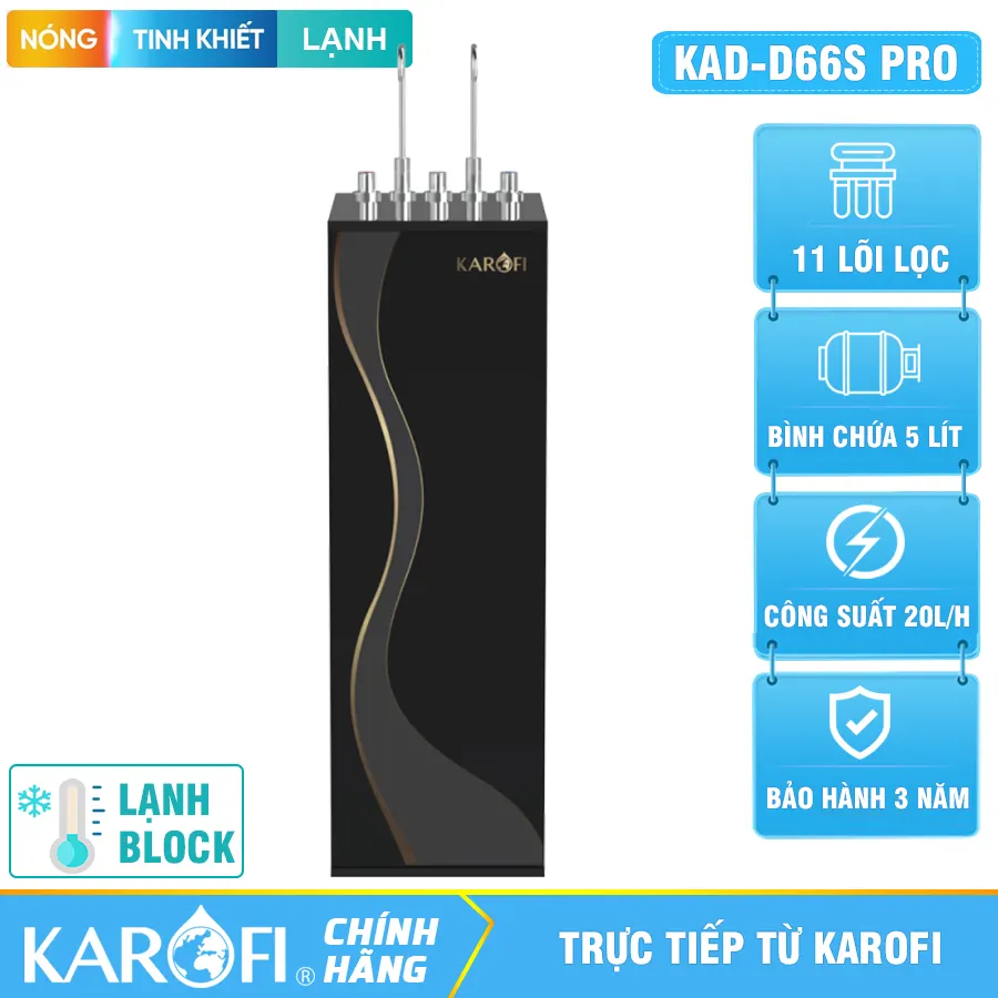 Máy lọc nước nóng lạnh Karofi KAD-D66S PRO - 11 Lõi Mới 2026