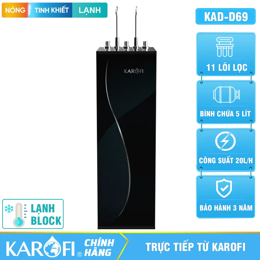 Máy lọc nước nóng lạnh Karofi KAD-D69 - 11 LÕI
