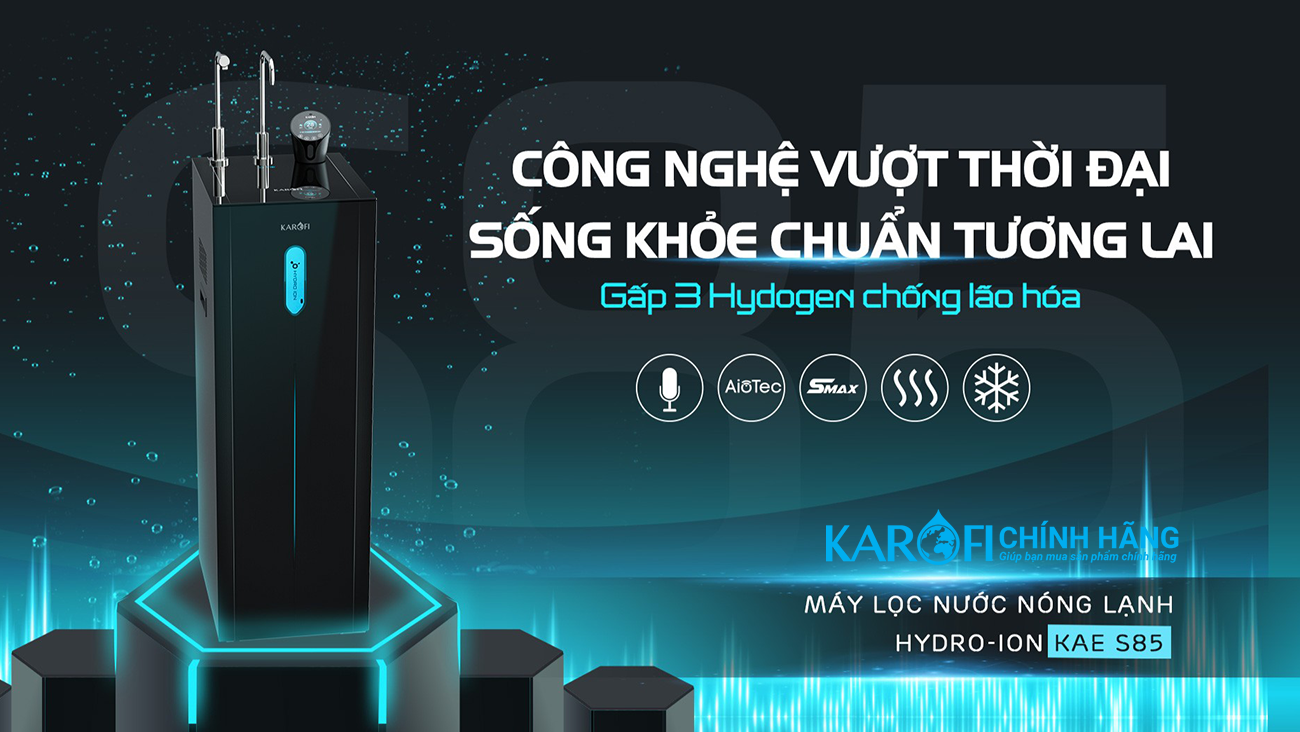 Máy lọc nước nóng lạnh Hydro-ion Karofi KAE-S85 Plus