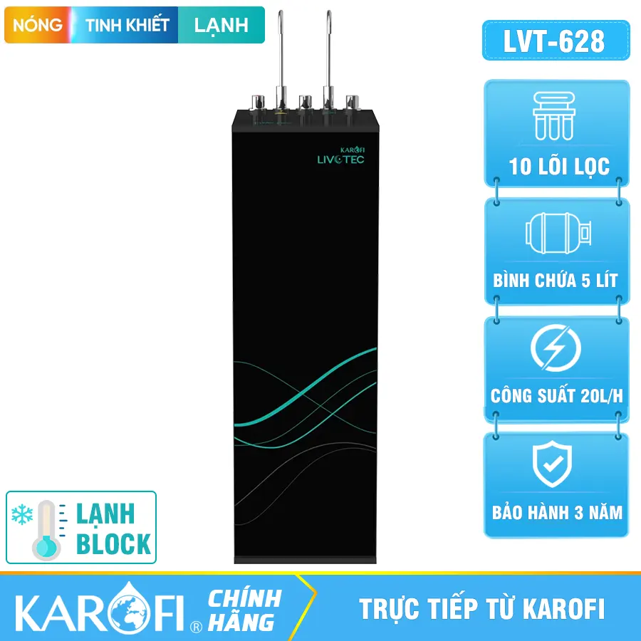 Máy lọc nước nóng lạnh Karofi Livotec 628S