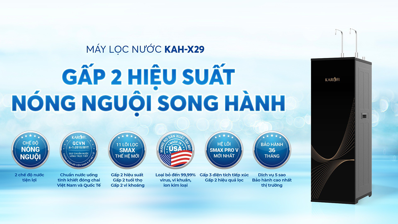 Máy lọc nước nóng nguội Karofi KAH-X29