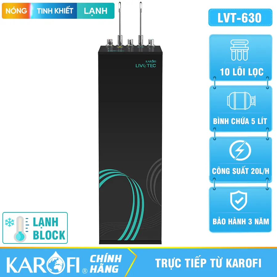 Máy lọc nước Karofi Livotec 630S - 10 Lõi - Nóng- Lạnh- Nguội