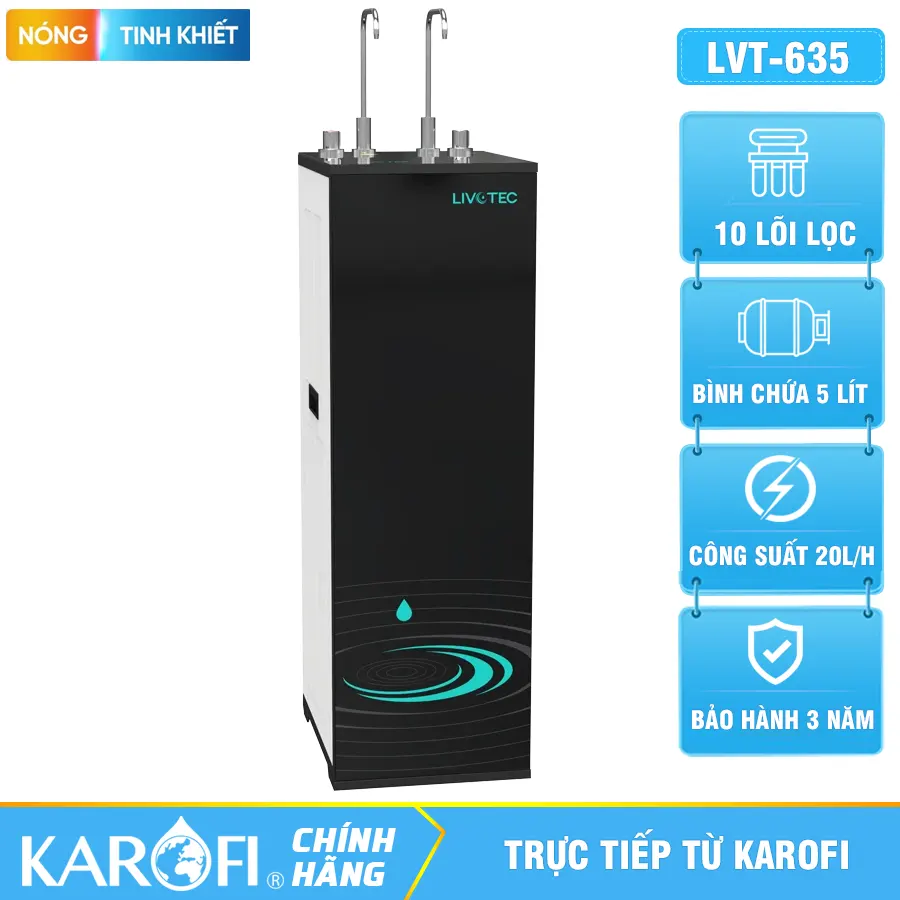 Máy lọc nước Karofi Livotec 635 - 10 Lõi - Nóng Nguội