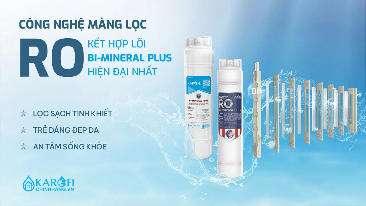 Màng RO Mỹ Máy lọc nước nóng lạnh Hydro-ion Kiềm Karofi SA9 PREMIUM