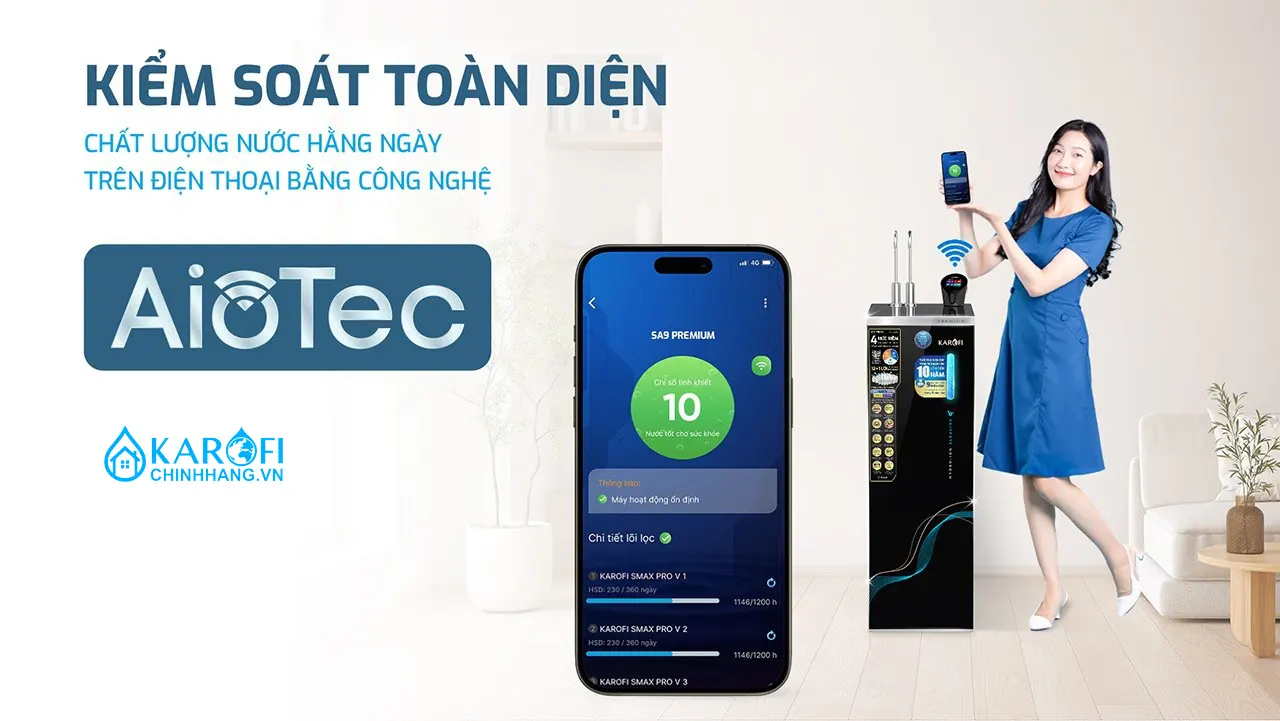 Máy lọc nước nóng lạnh Hydro-ion Kiềm Karofi SA9 PREMIUM