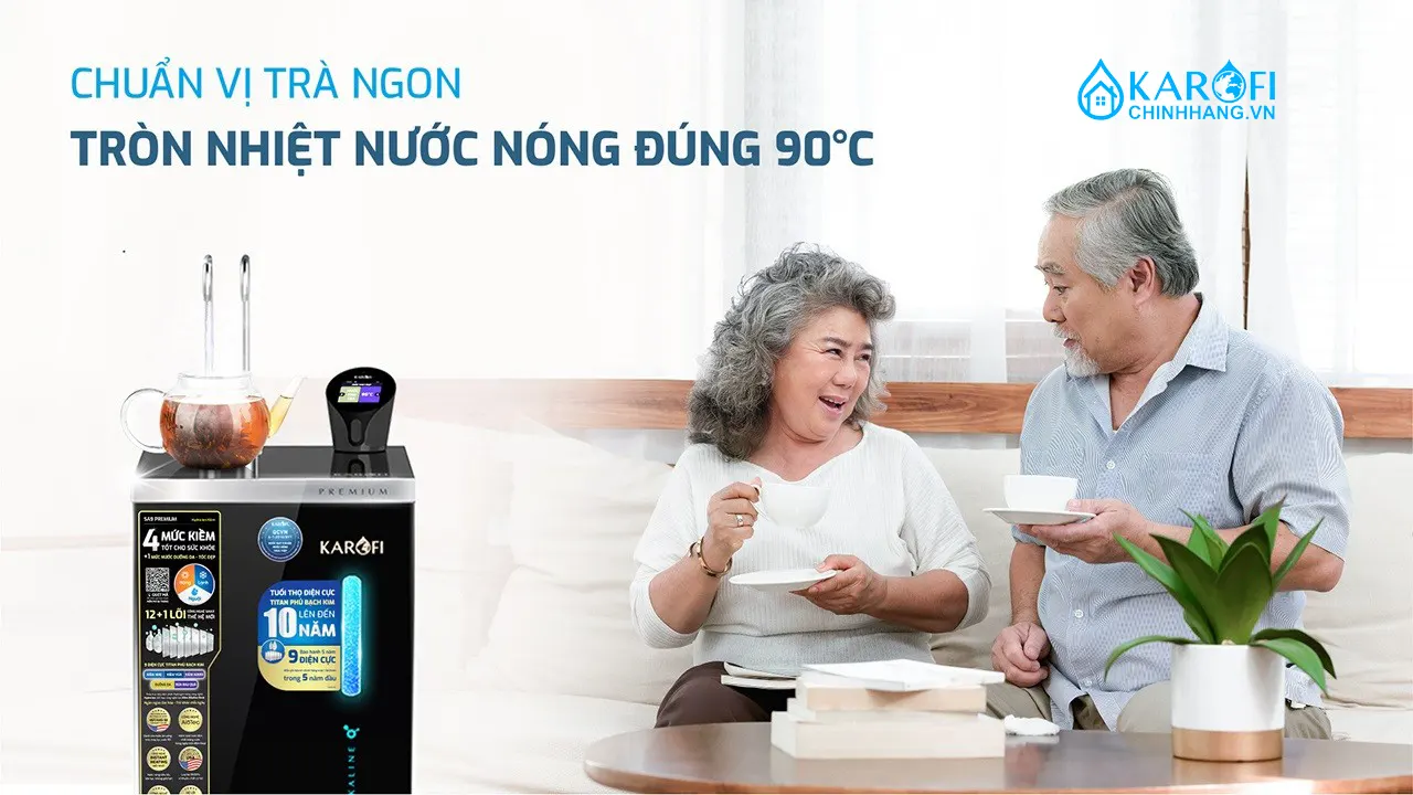 Máy lọc nước nóng lạnh Hydro-ion Kiềm Karofi SA9 PREMIUM