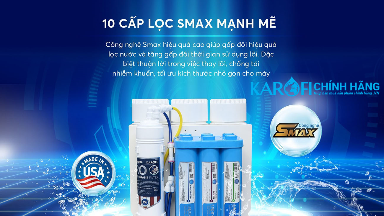 Máy lọc nước Karofi KAQ-U05 - 10 cấp lọc - nhỏ gọn