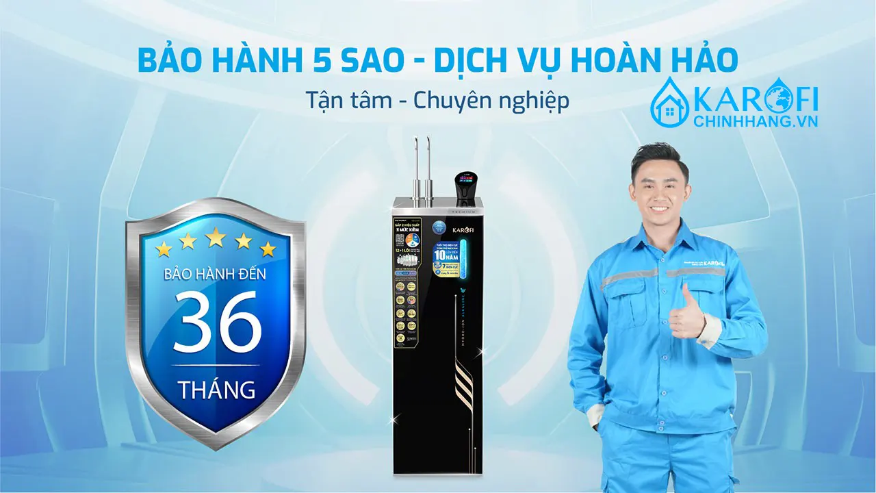 Bảo hành 5 sao Máy lọc nước nóng lạnh Hydro-ion Kiềm Karofi SA8 PREMIUM