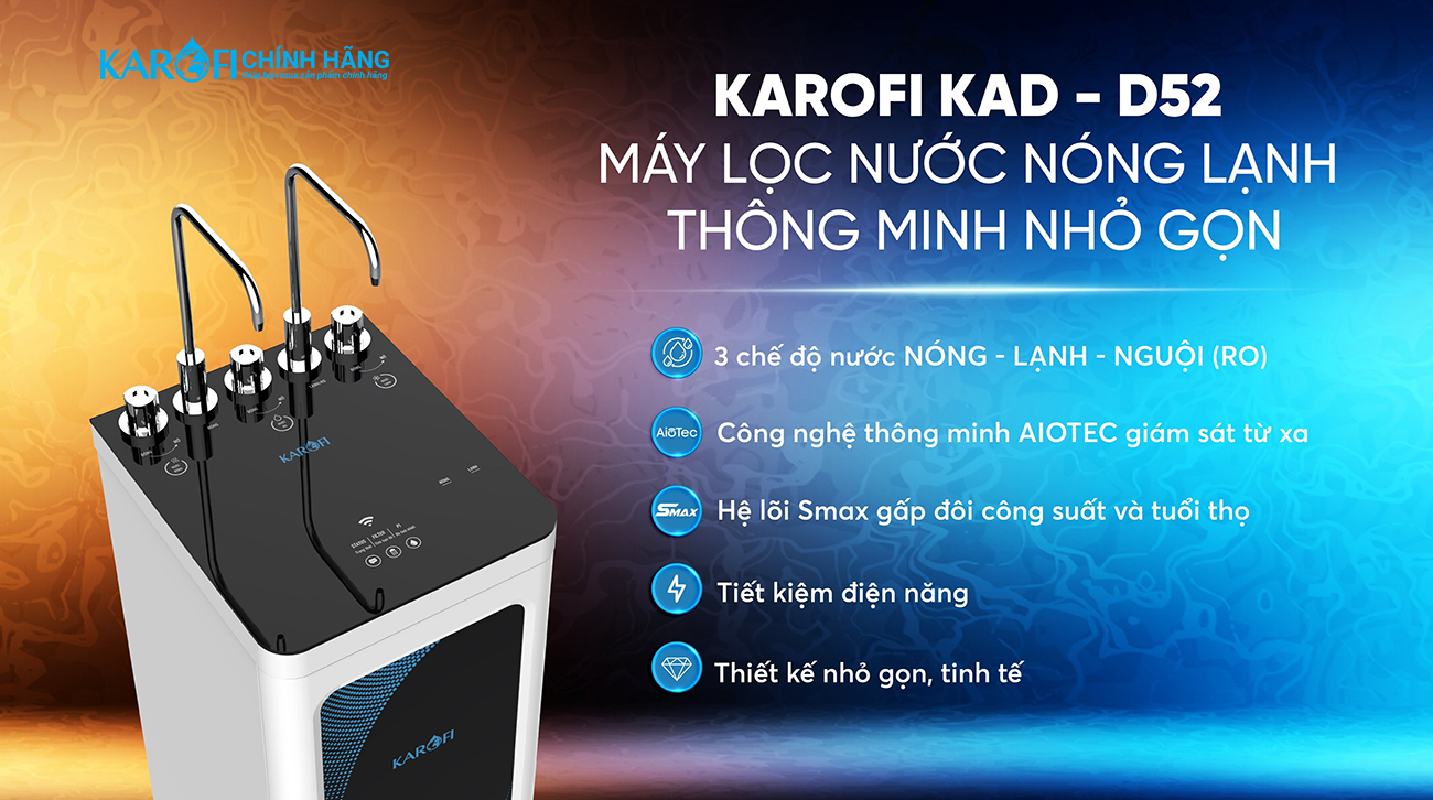 Máy lọc nước nóng lạnh nguội karofi KAD-D52