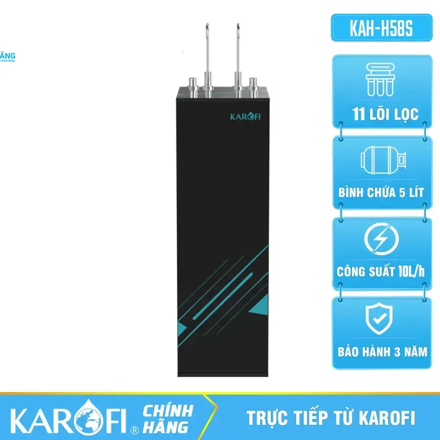 Máy lọc nước nóng nguội Karofi KAH-H58S-11 lõi lọc