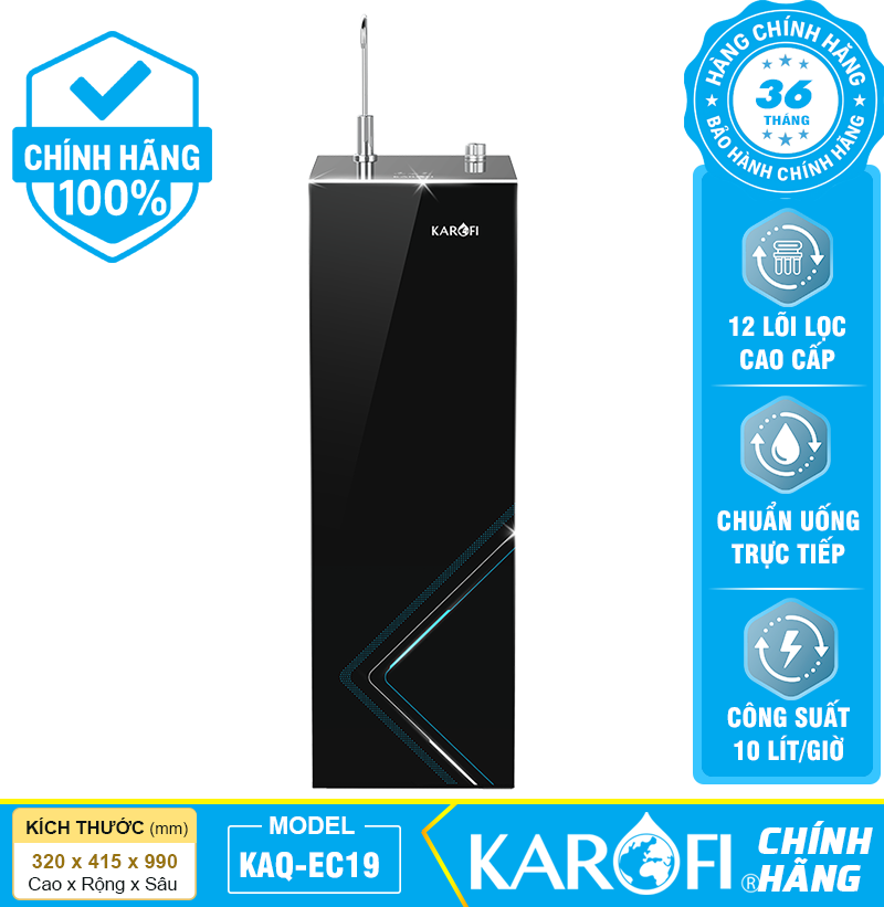 Máy lọc nước Karofi KAQ-EC19 - 12 Lõi Lọc Cao Cấp - Mới 2026